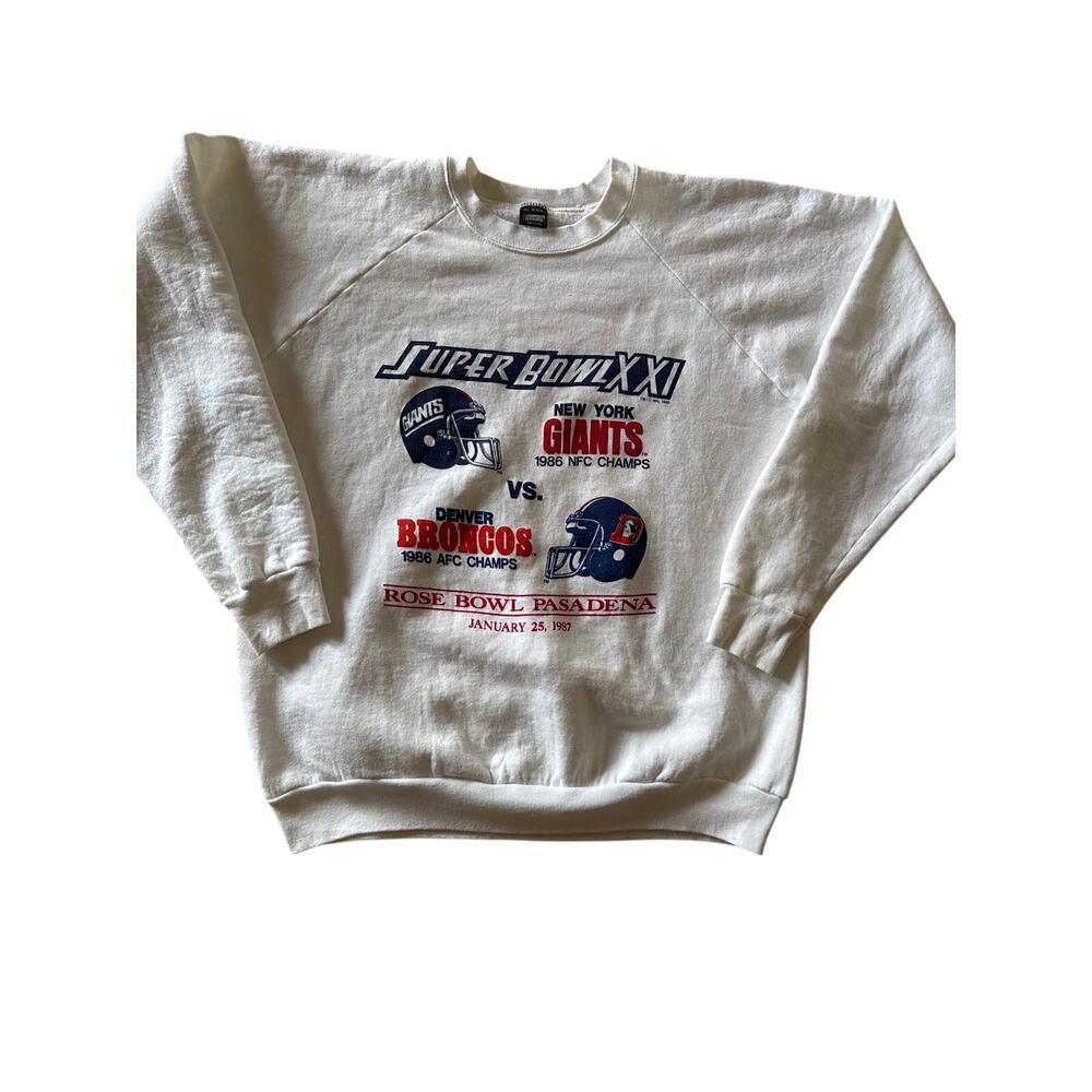 Vintage 1987 Super Bowl XXI NY Giants Denver Broncos Sweatshirt XL USA